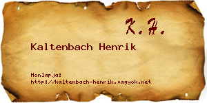 Kaltenbach Henrik névjegykártya